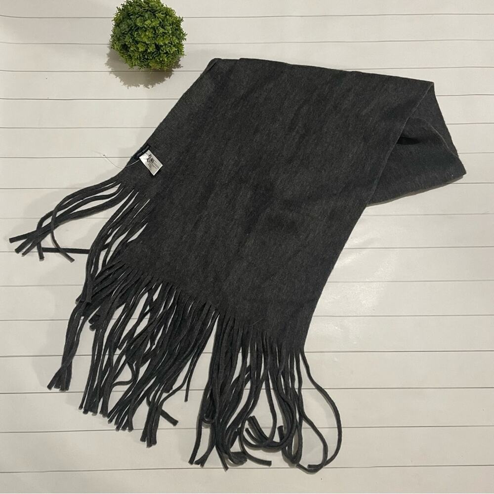 Lucky Brand Dark Charcoal Gray Long Fringe Soft Cozy Scarf Women’s One Size